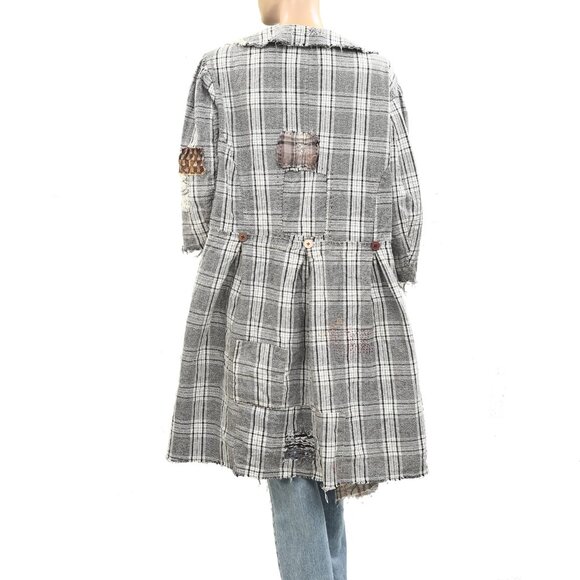 Magnolia Pearl Love Plaid Tweed Jacket Top Vintage Cotton Printed O\S 275107 - Picture 3 of 4